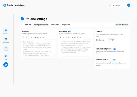 Settings and guidelines