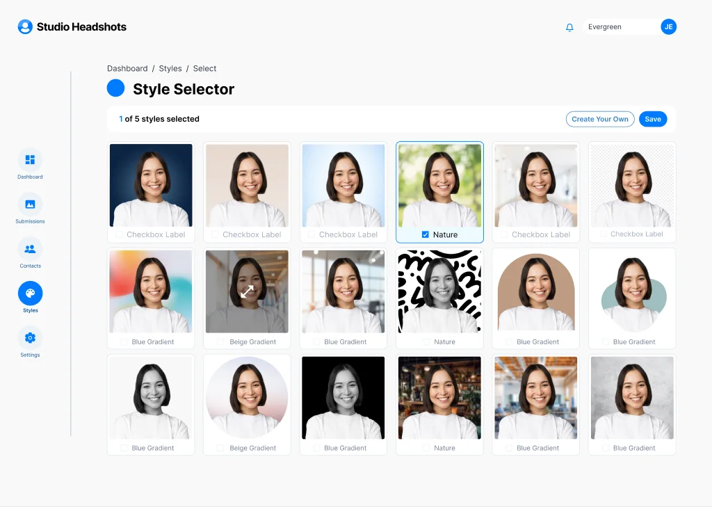 Studio Headshots: choose a style